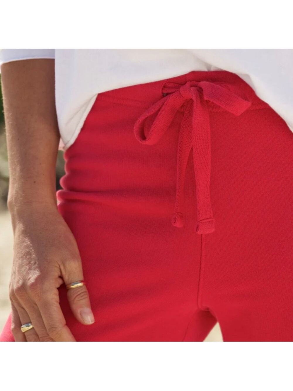 NWOT Frank & Eileen Catherine Favorite Red Cotton Crop Sweatpants Sz L - Picture 3 of 16